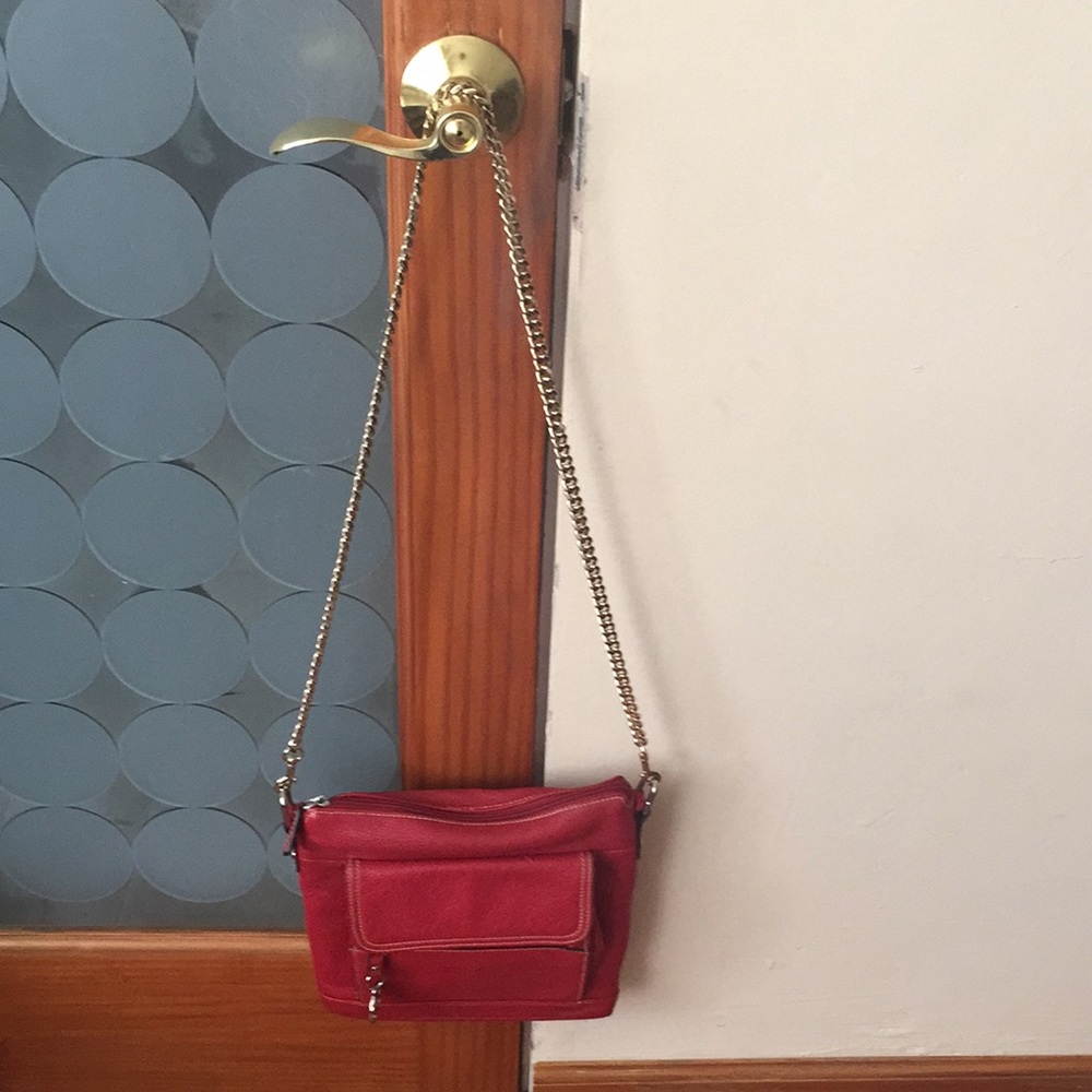Red pebbled leather bag